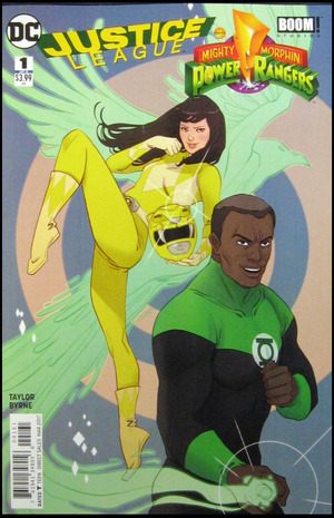 [Justice League / Power Rangers 1 (1st printing, variant Green Lantern / Yellow Ranger cover - Marguerite Sauvage)]