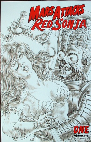 [Mars Attacks / Red Sonja #1 (Bonus Incentive Trading Card Homage B&W Cover - Alan Quah)]