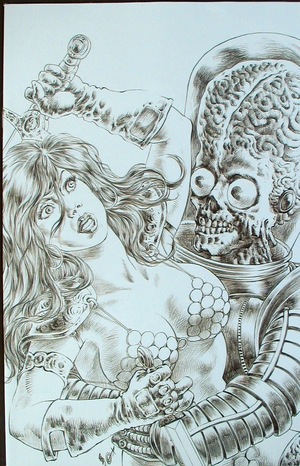 [Mars Attacks / Red Sonja #1 (Bonus Incentive Trading Card Homage B&W Virgin Cover - Alan Quah)]