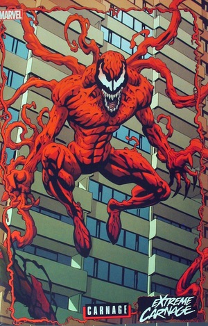 [Extreme Carnage No. 1: Alpha (variant connecting Trading Card cover: Carnage, Jeff Johnson)]