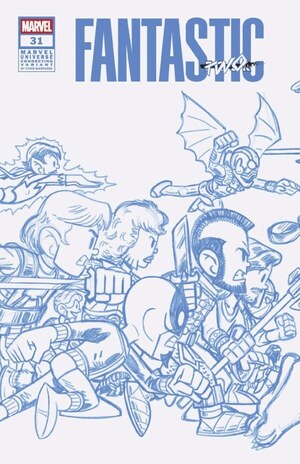 [Fantastic Four (series 7) No. 31 (Cover N - Chris Giarrusso Blue Line Connecting Sketch Incentive)]