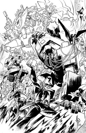 [Transformers (series 4) #21 (Cover G - Jason Howard Energon Universe Second Anniversary B&W Connecting Variant)]
