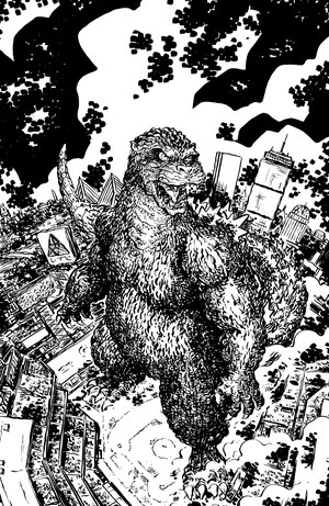 [Godzilla vs. America - Boston #1 (Cover C - Jesse Lonergan B&W Incentive)]