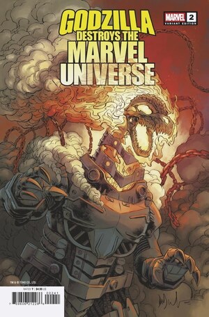 [Godzilla Destroys the Marvel Universe No. 2 (Cover D - Dave Wacther Marvelized Mecha-Ghost Riderzilla Variant)]