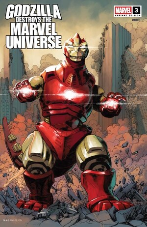 [Godzilla Destroys the Marvel Universe No. 3 (Cover D - Dave Wacther Marvelized Iron Man-Zilla Variant)]