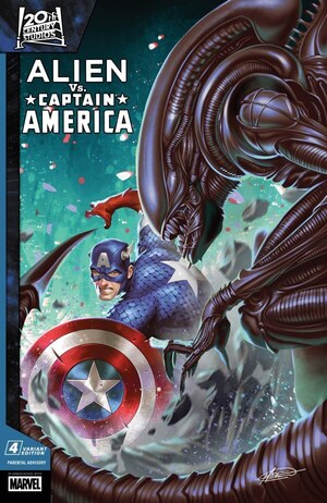 [Alien vs. Captain America No. 4 (Cover B - Mateus Manhanini)]
