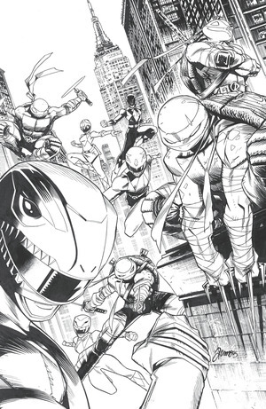 [Mighty Morphin Power Rangers / Teenage Mutant Ninja Turtles III #5 (Cover E - Alessio Zonno Full Art B&W Incentive)]