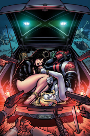 [HARLEY QUINN X ELVIRA #2 CVR H CHAD HARDIN FOIL VIRGIN VAR]