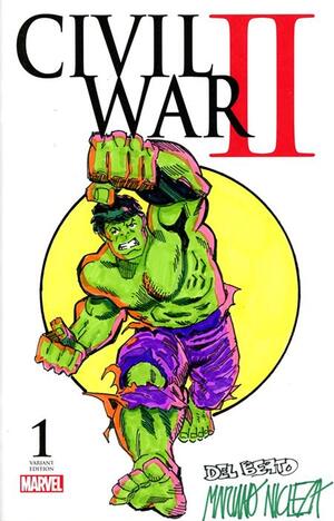 [DF MARVEL COMICS COMMISSIONED COVER ART SIGNED AND REMARKED BY MARIANO NICIEZA AND JOE DELBEATO WITH A HULK SKETCH]