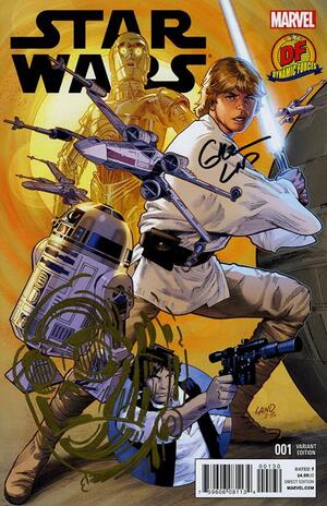 [DF STAR WARS #1 DF VARIANT SIGNED BY GREG LAND AND REMARKED BY KEN HAESER WITH A GOLDEN C3PO HEAD SKETCH]