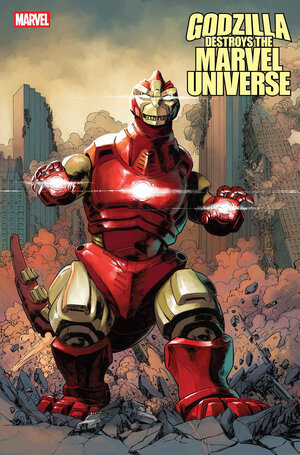 [GODZILLA DESTROYS THE MARVEL UNIVERSE #3 CVR D DAVE WACHTER MARVELIZED IRON MAN-ZILLA VARIANT]