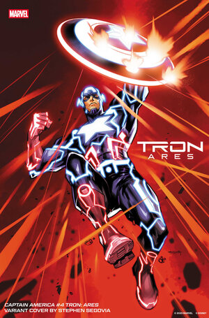 [CAPTAIN AMERICA #4 CVR E STEPHEN SEGOVIA TRON: ARES VARIANT]