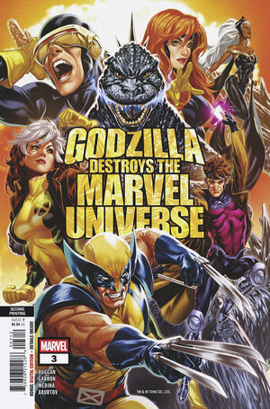 [GODZILLA DESTROYS THE MARVEL UNIVERSE #3 2ND PRINTING CVR A MARK BROOKS VARIANT]