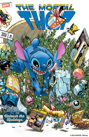 [THOR #5 CVR D HUMBERTO RAMOS DISNEY STITCH UNLEASH THE HOLIDAYS VARIANT]